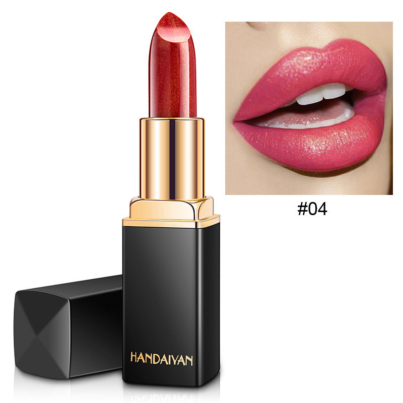 Shiny Metallic Lipstick Pearlescent Color Temperature Change Lipstick Gilt Lipstick