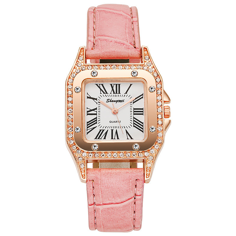 Square Diamond Belt Women's Watch Simple Roman Numerals