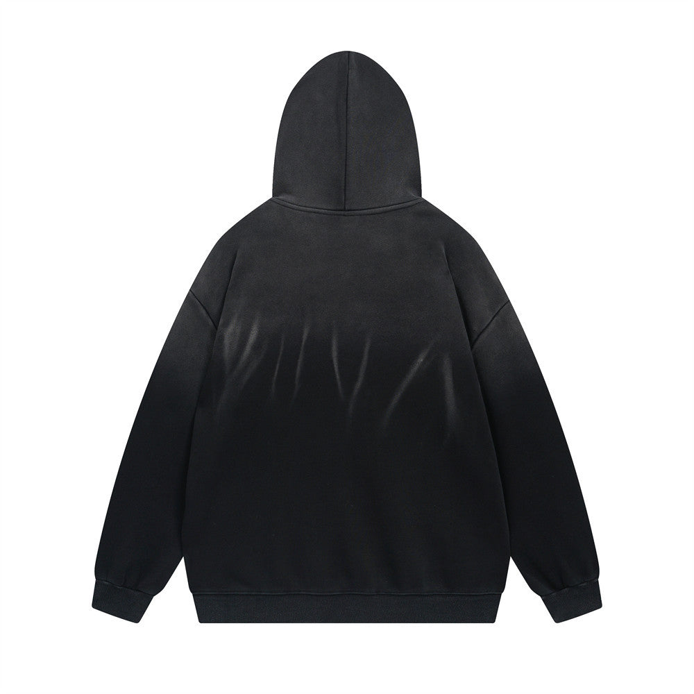 Gradient Velvet Padded Hooded Sweatshirt Men